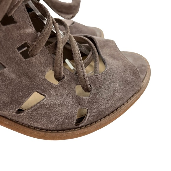 VINCE CAMUTO Genuine Leather Suede Chunky Block High Heels Gray Ankle Boots 9.5 - Picture 4 of 16